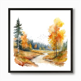 Watercolor Autumn Landscape 20 Art Print