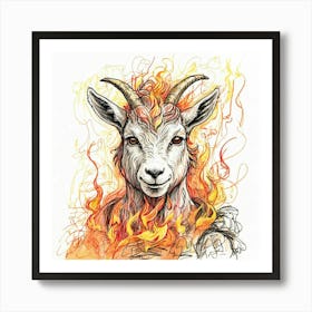 Goat In Flames 12 Art Print