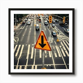 Amber Traffic Light Caution Warning Intersection Road Street Prepare Slow Stop Change Tr (1) Art Print