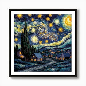 Starry Night serenity  wall art painting Art Print