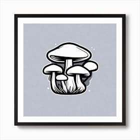 Mushrooms On A Grey Background 1 Art Print