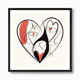 Heart Eyes Line Illustration Art Print