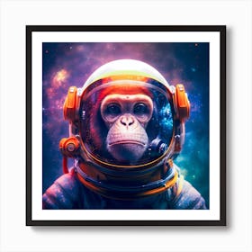 Chimpanzee Astronaut In Space Art Print