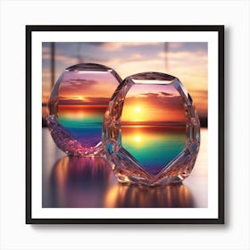 Vivid Colorful Sunset Viewed Through Beautiful Crystal Glass Mirrow, Close Up, Award Winning Photo (4) Art Print