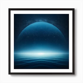 Moon Over The Ocean Art Print