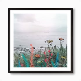 Flowers In The Beach Square Art Print