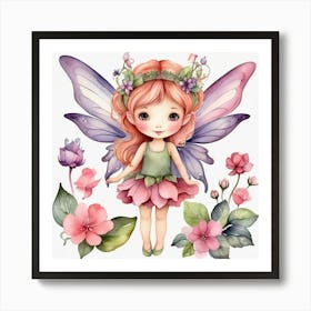 Fairy Girl With Flowers Art Print