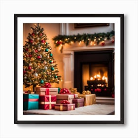 Christmas Tree With Presents Art Print