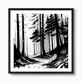 Black And White Forest Art Print