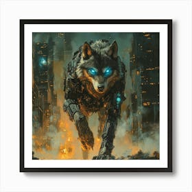 Cyber Wolf Art Art Print