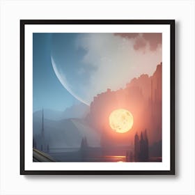 Sunset In Space Art Print