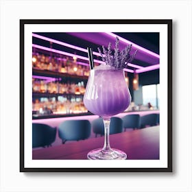 glass of lavender cocktail Art Print