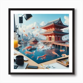 Japanese City Art Print