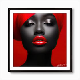 Lady In Red - Portrait Of A Black Woman Art Print