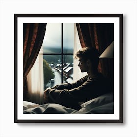 Man Looking Out Window Art Print