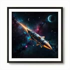 Spaceship In Space 2 Art Print