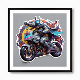 Batman Motorcycle Sticker Art Print