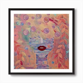 Bubbles colorful woman portrait Art Print