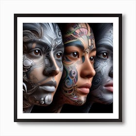 Portrait Of A Woman With Tattoos Art Print