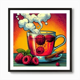 Pop Retro Retro Tea With Raspberries Art Print