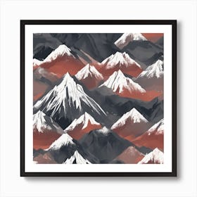 Mountains In Red And Black Art Print