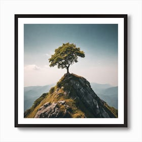 Lone Tree On Top Of Mountain 43 Art Print