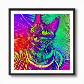 Psychedelic Cat 2 Art Print