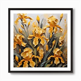 Pattern with Yellow Irises flowers 1 Art Print