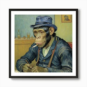 Jungle Bar Crawl: Bring the Herd Monkey Smoking A Cigarette Art Print