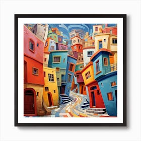 Maraclemente Wonky Spiral Houses On A Street Vibrant Colors Sea 6583a9ee 9efc 4c93 8950 229f74cd4f75 Art Print