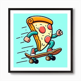 Pizza Man On Skateboard Art Print