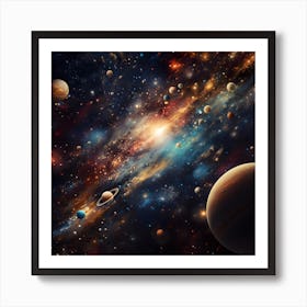 Solar System In Space Art Print