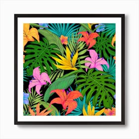 Tropical Greens Leaves Design 3 Art Print