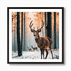 Deer In The Forest 16 Art Print