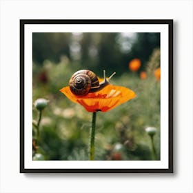 Snail On A Flower 2 Art Print