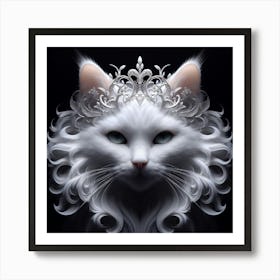 White Cat With Tiara Art Print
