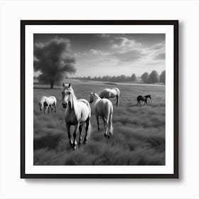 Horses In The Field 9 Art Print