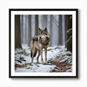 Wolf In The Woods 8 Art Print