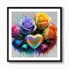 Painting roses in watercolor in 3D in high resolution 1 Art Print