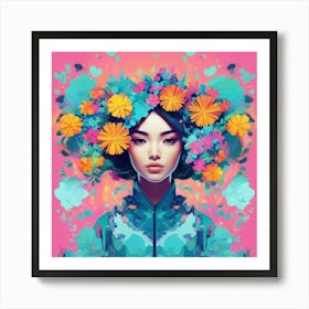 pop art watercolour flower girl 1 Art Print