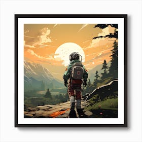 Young Space Traveller Discovers New Planet Art Print