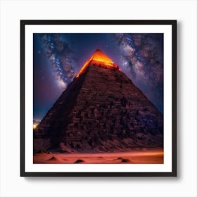 Egyptian Pyramid At Night Art Print