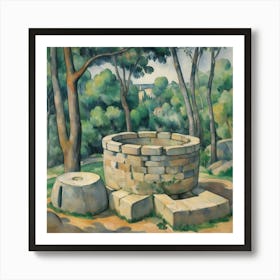 Millstone And Cistern Under Trees Paul Cezanne Art Pri 0 Art Print