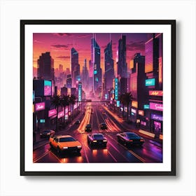 Neon City 14 Art Print