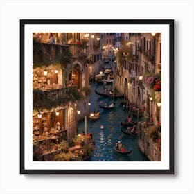 Venice At Night Art Print