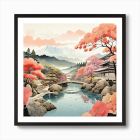 Ryokan Ji Garden Japan Modern Illustration 1 Art Print 2 Art Print