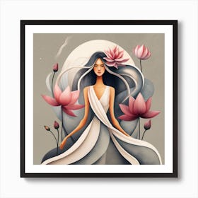 Lotus Flower Girl 3 Art Print