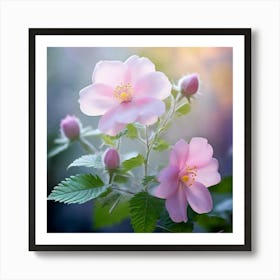 Flowers Leaves Nature Soft Freshness Pastel Botanical Plants Blooms Foliage Serene Delic (13) Art Print