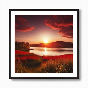 Sunset Over A Lake 13 Art Print