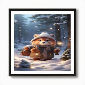 Fox In The Snow 2 Art Print